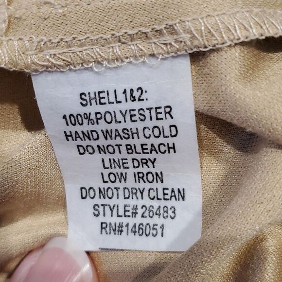 Sophia & Zeke Sz XL Tan Faux Suede Tulip Hem Sleeveless Shell Blouse 524 - Picture 8 of 8